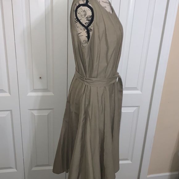 Calvin Klein Pleated Dress Light Tan/Khaki - Picture 3 of 7